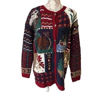Y2k Vintage Northern Isles II Hand Knitted Sweater Cabin Plaid Red Blue Size 1X